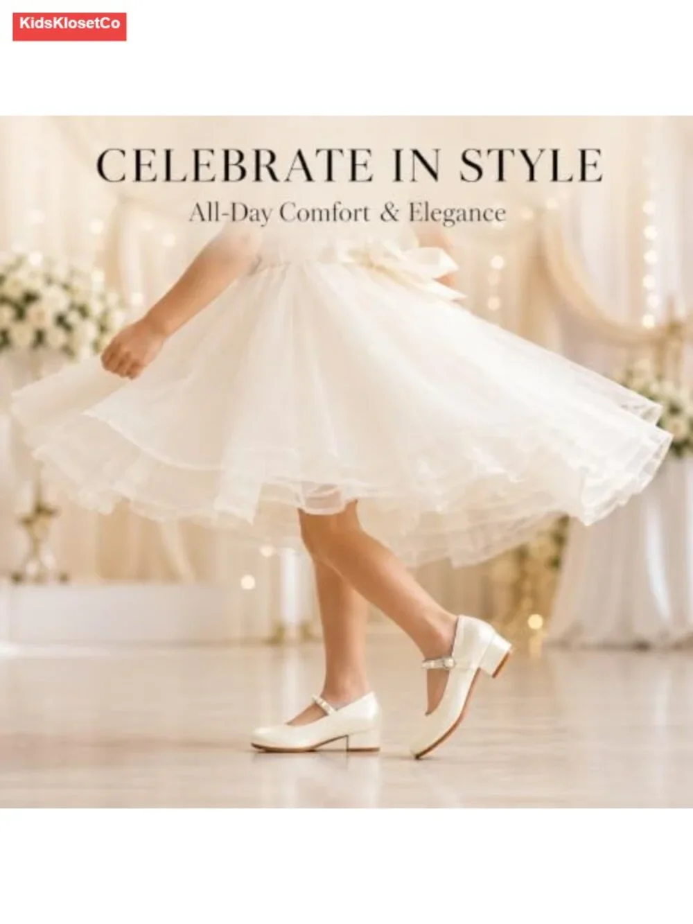 Pearl Rhinestone Princess Dress Shoes with Low Block Heel for Big Girls